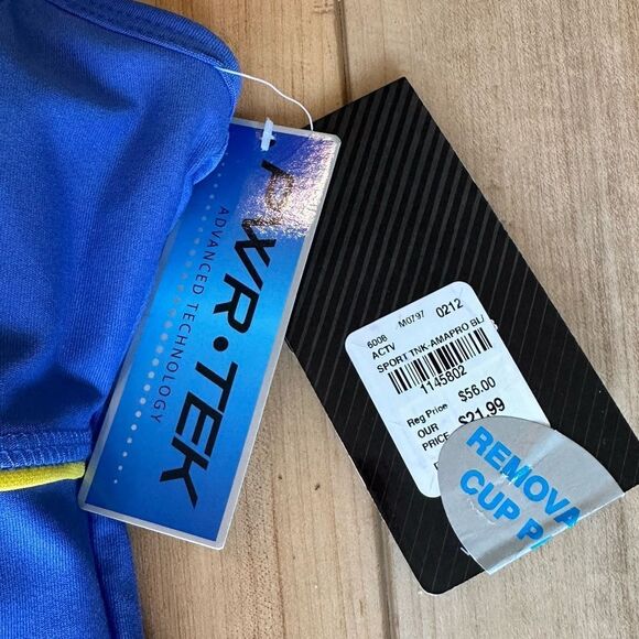 NWT Marika Pwr Tek Sports Work-Out Tank Bra (Removable Pads) Blue-Yellow Med - Picture 5 of 9